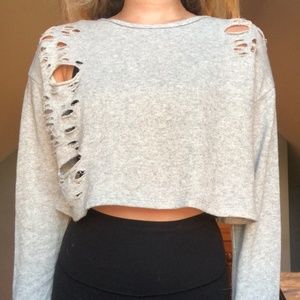 Distressed Crop Sweater
